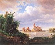 Wojciech Gerson Castle ruins in Trakai near Vilnius. painting